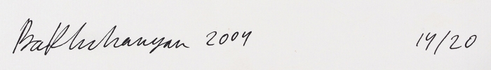 Бахчанян Вагрич Акопович (1938–2009) «Гроссбух 5 (Ledger 5)» с 54 авторскими иллюстрациями. Нью-Йорк. 1977. Бумага, авторская техника, 34,5 x 26,6 см, 10 (41-50) страниц. В печатной обложке, закрепленной скрепками.