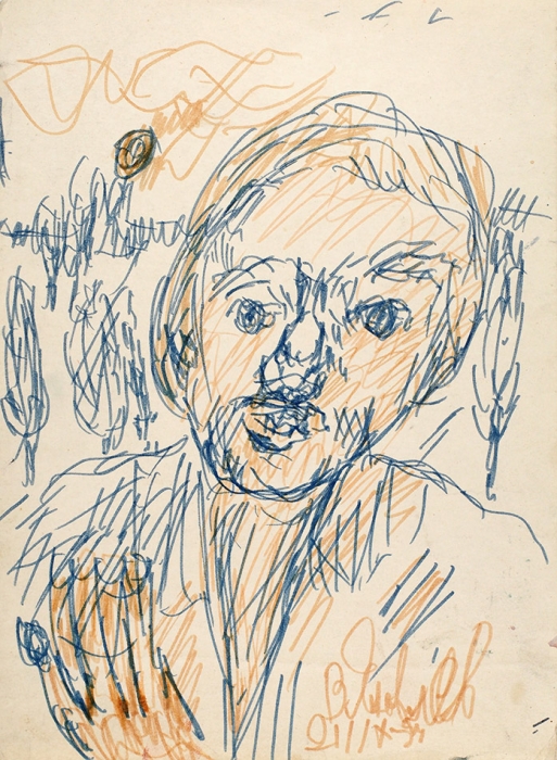Яковлев Владимир Игоревич (1934–1998) «Портрет». 1994. Бумага, фломастеры, 29,5x21,5 см.