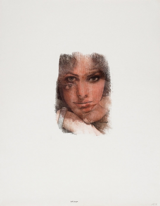 [Собрание семьи художника] Бахчанян Вагрич Акопович (1938–2009) «Лицо». 1970-е. Бумага, авторская техника, 60,8x48 см.