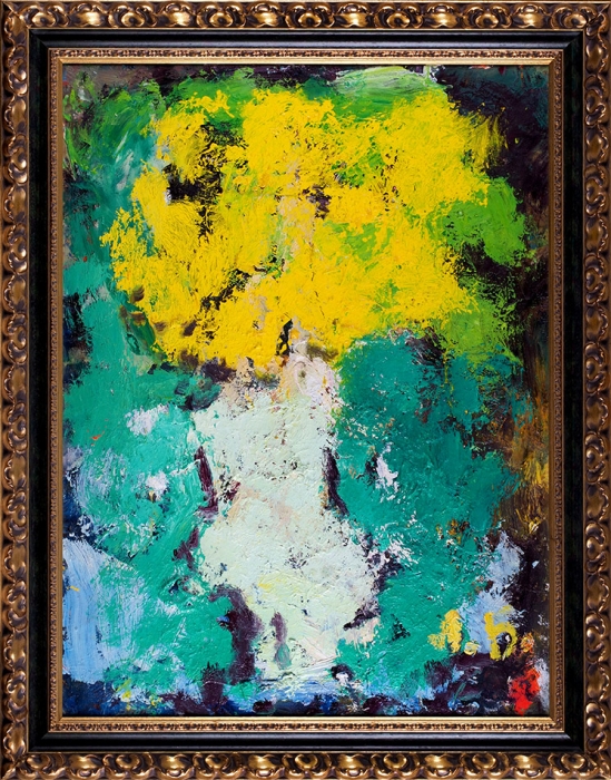 Бух Арон Фроимович (1923–2006) «Цветы на зеленом фоне». 1998. Холст, масло, 80x60 см.