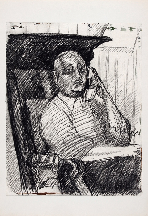 Дувидов Виктор Аронович (1932–2000) «Портрет В. Катаняна». 1978. Бумага, угольный карандаш, 48,5x38,5 см.