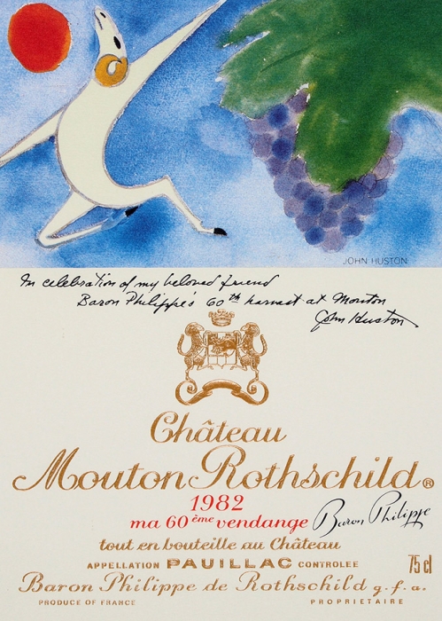 Хьюстон Джон (John Huston) (1906–1987) Дизайн этикетки для винтажа «Chаteau Mouton Rothschild 1982». 1982. Бумага, литография, 55x43 см.