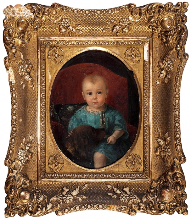 [Собрание С.Т. Рихтера] Брюнних Мортен Тране (1805–1861) Парные портреты детей. 1844. Холст, масло, 25,5x19 см, 25,5x19,5 см.