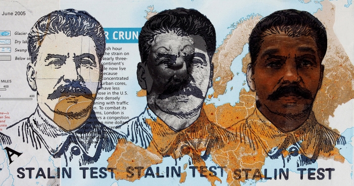 [Собрание семьи художника] Бахчанян Вагрич Акопович (1938–2009) «Сталин-тест». 2006. Бумага, авторская техника, 51,3x78,5 см.