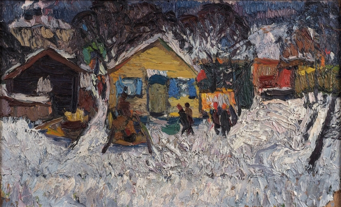 Виноградов Леонид Николаевич (род. 1938) «Мантурово». 1962. Картон, масло, 28,5x46,5 см.