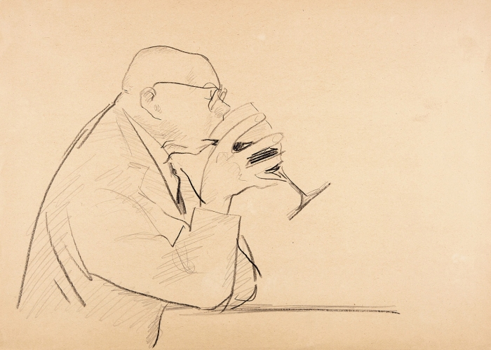 Сойфертис Леонид Владимирович (1911–1996) «Бокал вина». 1960-е. Бумага, графитный и черный карандаши, 29x41 см.