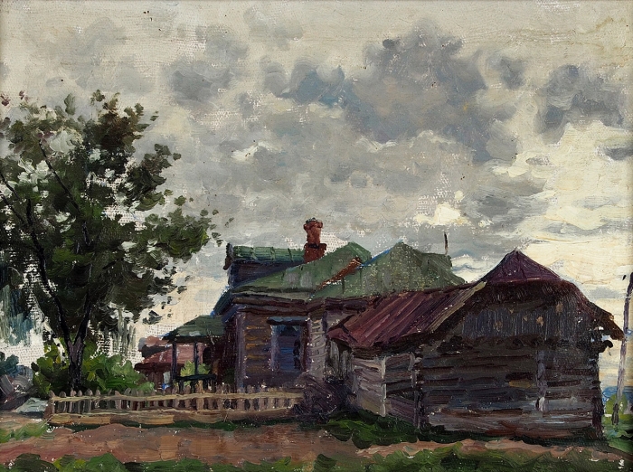 Папикян Альберт Степанович (1926 — 1997) «Лето в деревне». 1955. Холст, масло, 27x37 см.