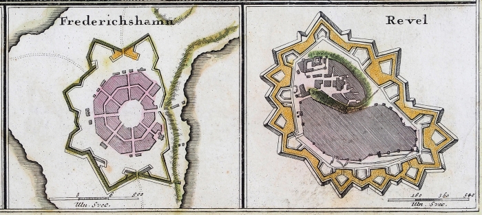 Гравированый план Кроншлота (Кронштадта). [Нюрнберг], 1750.