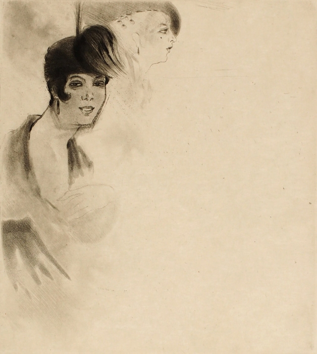 Шимо Эдуард (Еdouard Chimot) (1880–1959) «Вкус тайны». 1919. Бумага, офорт, 20,5x19,8 см (лист), 17,5x15,7 см (оттиск).