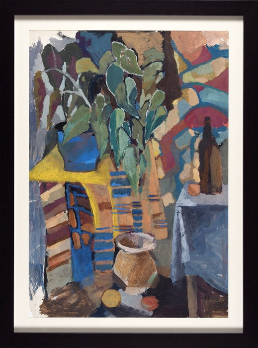 Пайлес Исаак (1895–1978) «Натюрморт в интерьере». 1950-е — начало 1960-х. Бумага, смешанная техника, 81x61 см.