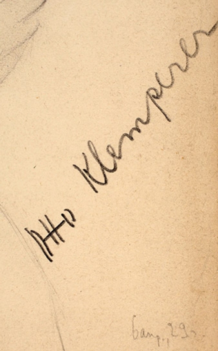 Ушин Николай Алексеевич (1898–1942) «Дирижер Отто Клемперер». 1929. Бумага, графитный карандаш, 25,8x25,3 см.