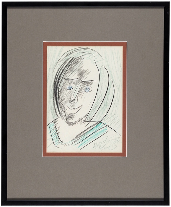 Яковлев Владимир Игоревич (1934–1998) «Портрет». 1986. Бумага, масляная пастель, 27,5x19 см.