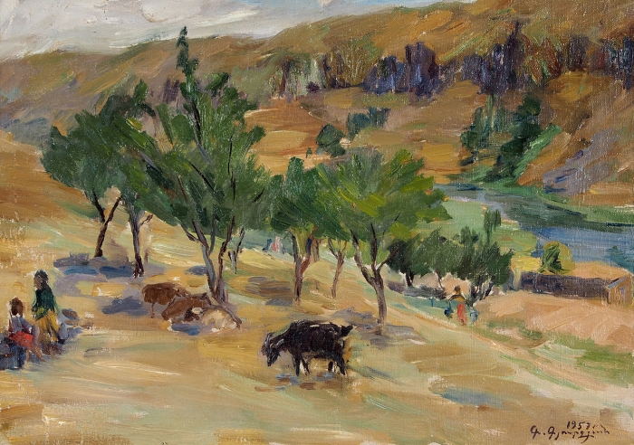 Гюрджян Габриэл Михайлович (1892–1987) «Деревня Ошакан». 1957. Холст, масло, 36x52 см.