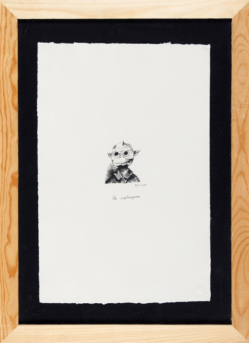Пепперштейн Павел Викторович (род. 1966) «The inoplanetjanin». Из проекта «Rembrandt». Пробный оттиск (в тираж не пошел). 2007. Бумага ручного литья, литография, 42x27,5 см (лист).