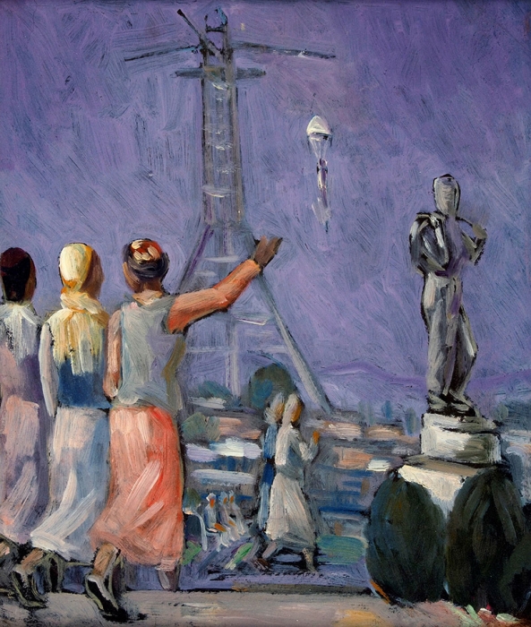 Карахан Николай Георгиевич (1900–1970) «В парке». 1930. Картон, масло, 38,5x33 см.