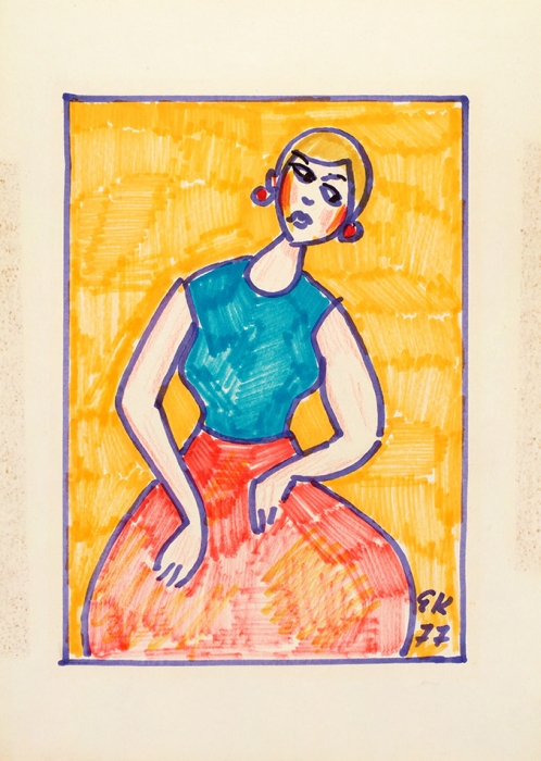 Кропивницкий Евгений Леонидович (1893–1979) «Девушка». 1977. Бумага, фломастер, 28,2x20,4 см.