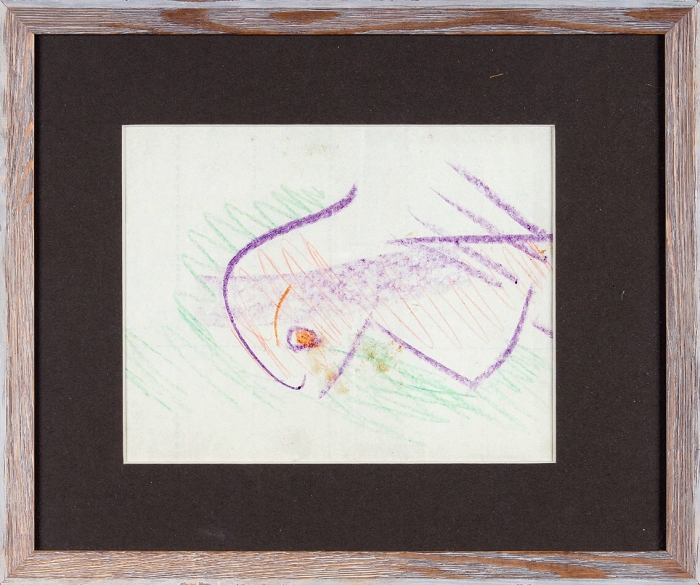 [С подтверждением В. Немухина] Яковлев Владимир Игоревич (1934–1998) «Рыбка». 1990-е. Бумага, пастель, 19x15 см.