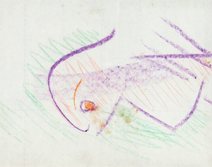 [С подтверждением В. Немухина] Яковлев Владимир Игоревич (1934–1998) «Рыбка». 1990-е. Бумага, пастель, 19x15 см.