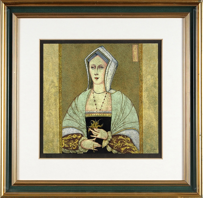 Модлен Ребекка Борисовна (1934–2014) «Женский портрет». 2000-е. Бумага, смешанная техника, 28x29 см.