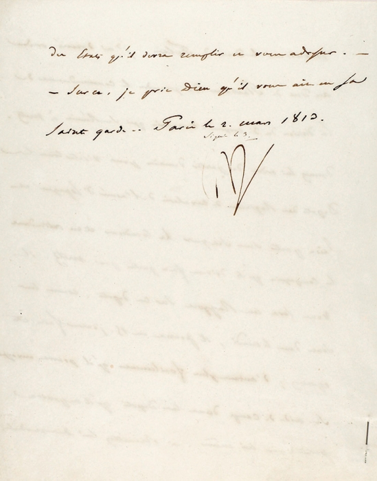[Наполеон под натиском русских] Письмо императора Наполеона I Бонапарта герцогу де Фельтру (Анри Жак Гийом Кларк, 1765-1818). 1813 г.