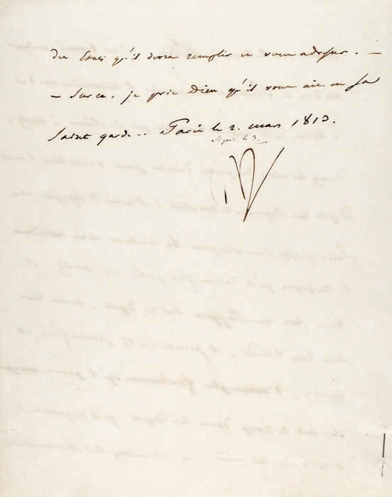 [Наполеон под натиском русских] Письмо императора Наполеона I Бонапарта герцогу де Фельтру (Анри Жак Гийом Кларк, 1765-1818). 1813 г.