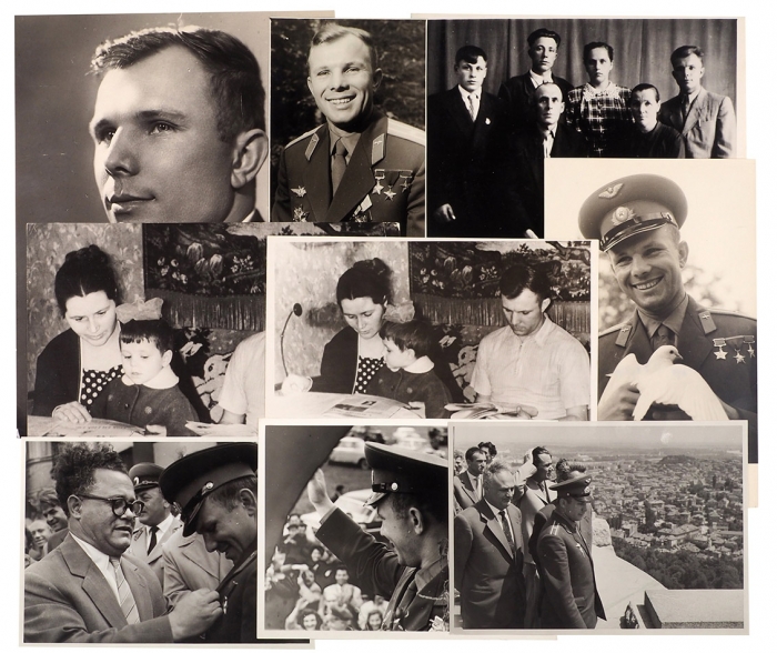 Подборка из 16 фотографий Юрия Гагарина. [1950-1960-е гг.].